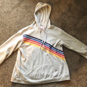 gray with rainbow hoodie (XXL) womens